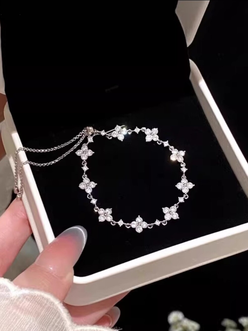 Silver Floral CZ Bracelet - Elegant Women’s Jewelry
